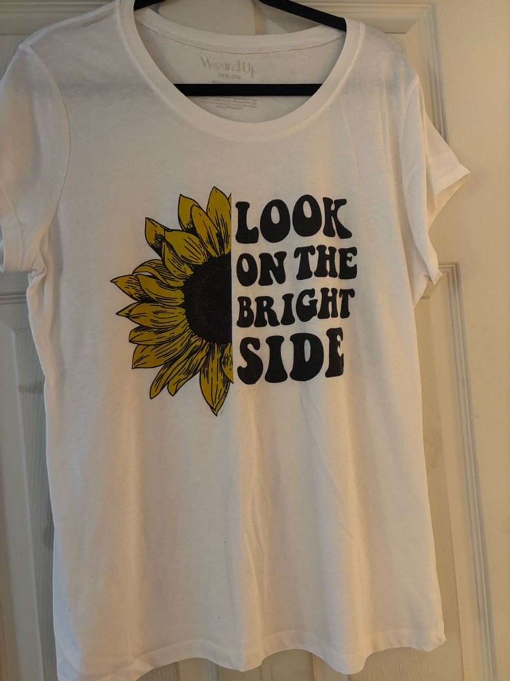 Wound Up White Crewneck Tee with Subtle Interior Print